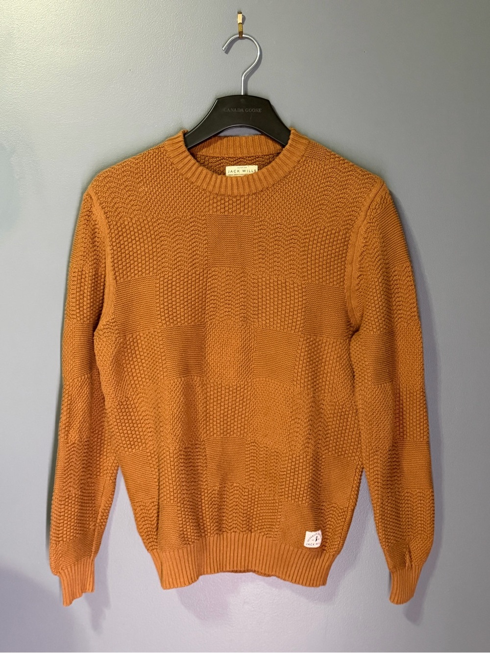 Jack Wills Burnt Orange Textured Crewneck Sweater